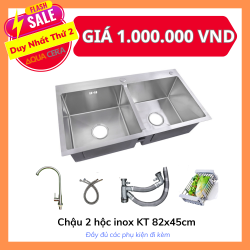 Chậu chén 2 hộc + Vòi Chén Lạnh