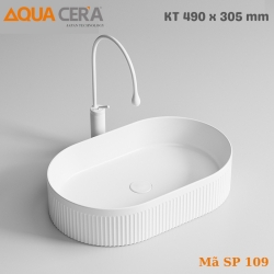 LAVABO OVAL TRÒN VIỀN TRẮNG ĐẶT BÀN - 109