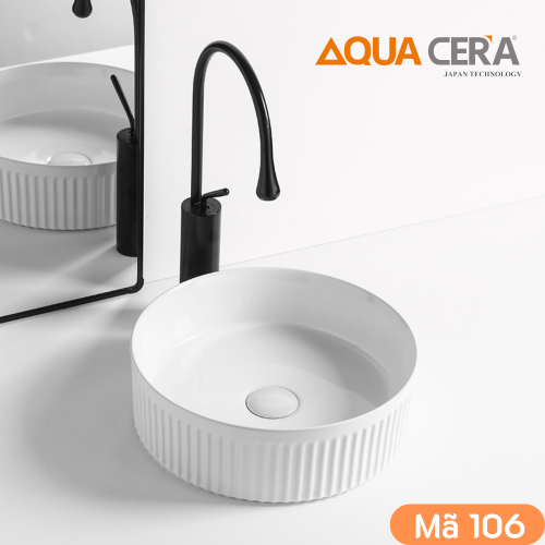 LAVABO SỌC VIỀN TRẮNG ĐẶT BÀN - 106