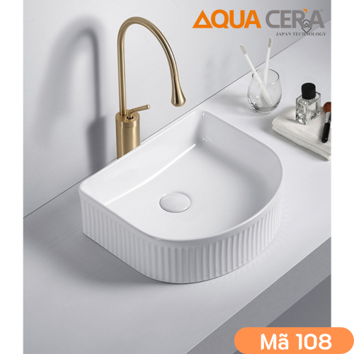 LAVABO BÁN NGUYỆT VUÔNG TRẮNG ĐẶT BÀN - 108