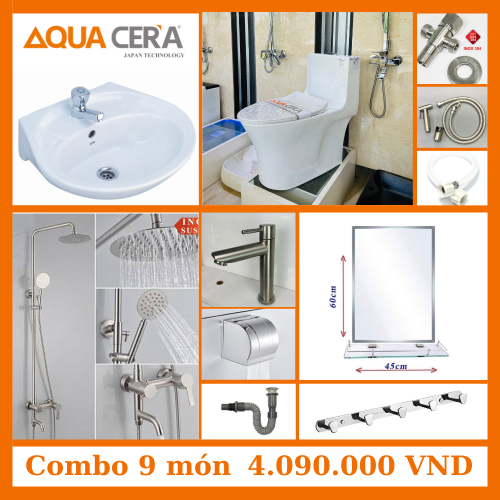 COMBO 11 MÓN NHÀ TẮM NÓNG LẠNH ĐẦY ĐỦ PHỤ KIỆN - 4090K