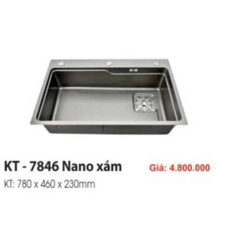 CHẬU RỬA CHÉN 1 HỘC NANO XÁM + VÒI CHÉN NÓNG LẠNH