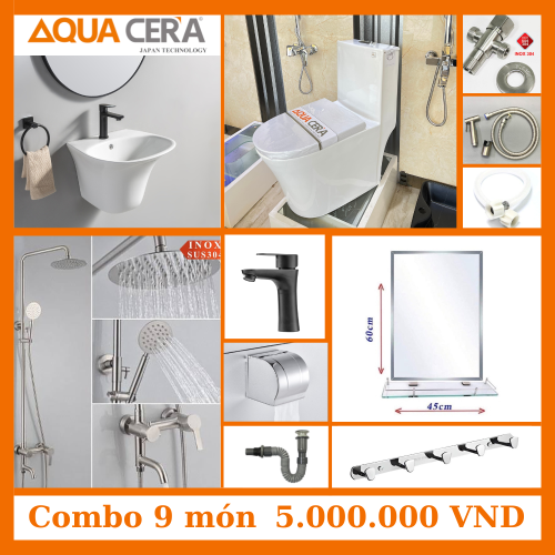 COMBO 11 MÓN NHÀ TẮM NÓNG LẠNH ĐẦY ĐỦ PHỤ KIỆN - 5000K