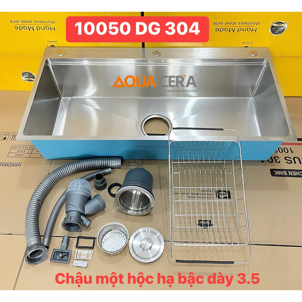 Chậu rửa chén 1 hộc Inox 304 dày 3.5mm kích thước 1 mét