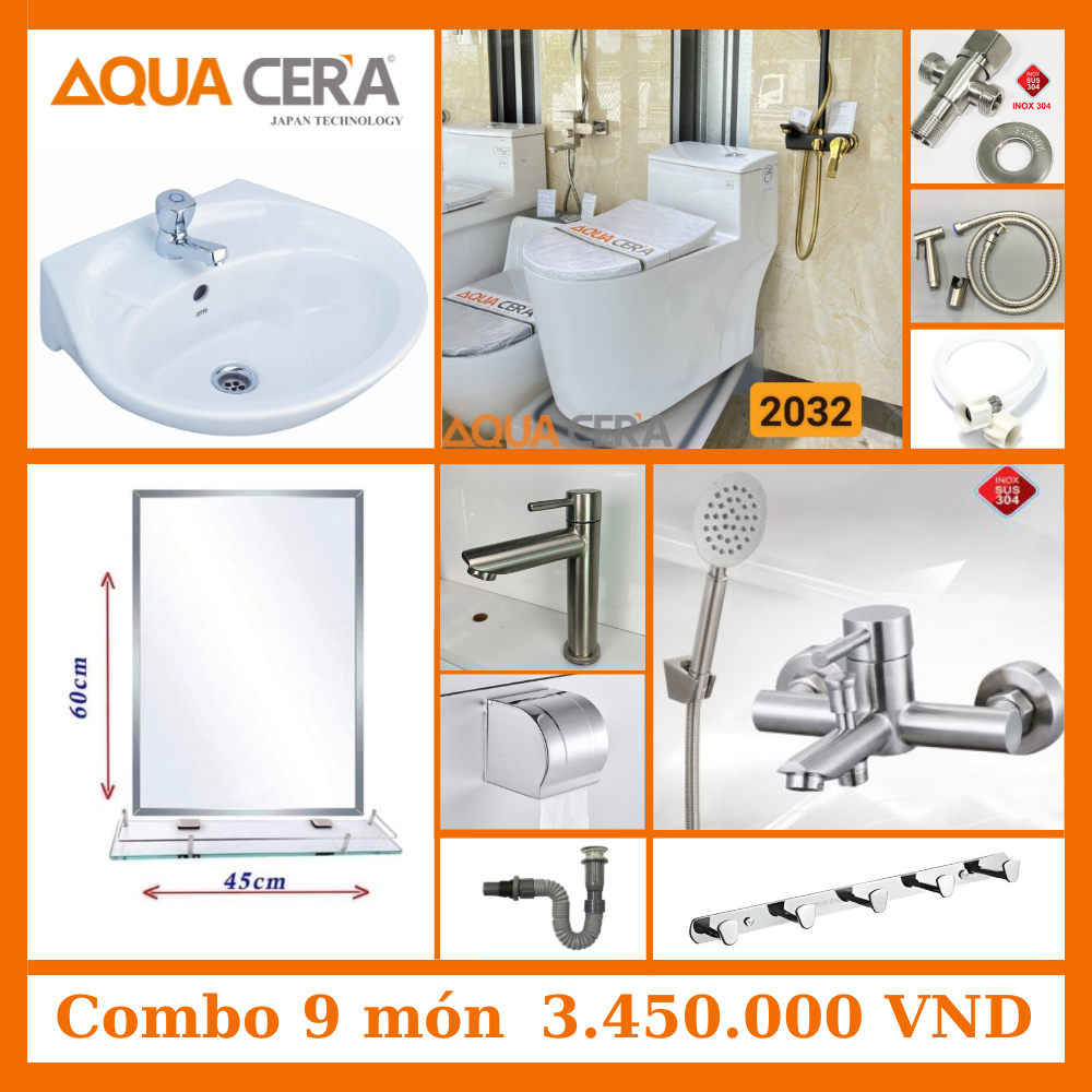 COMBO NHÀ TẮM SEN TẮM NÓNG LẠNH ĐẦY ĐỦ PHỤ KIỆN - 3450K