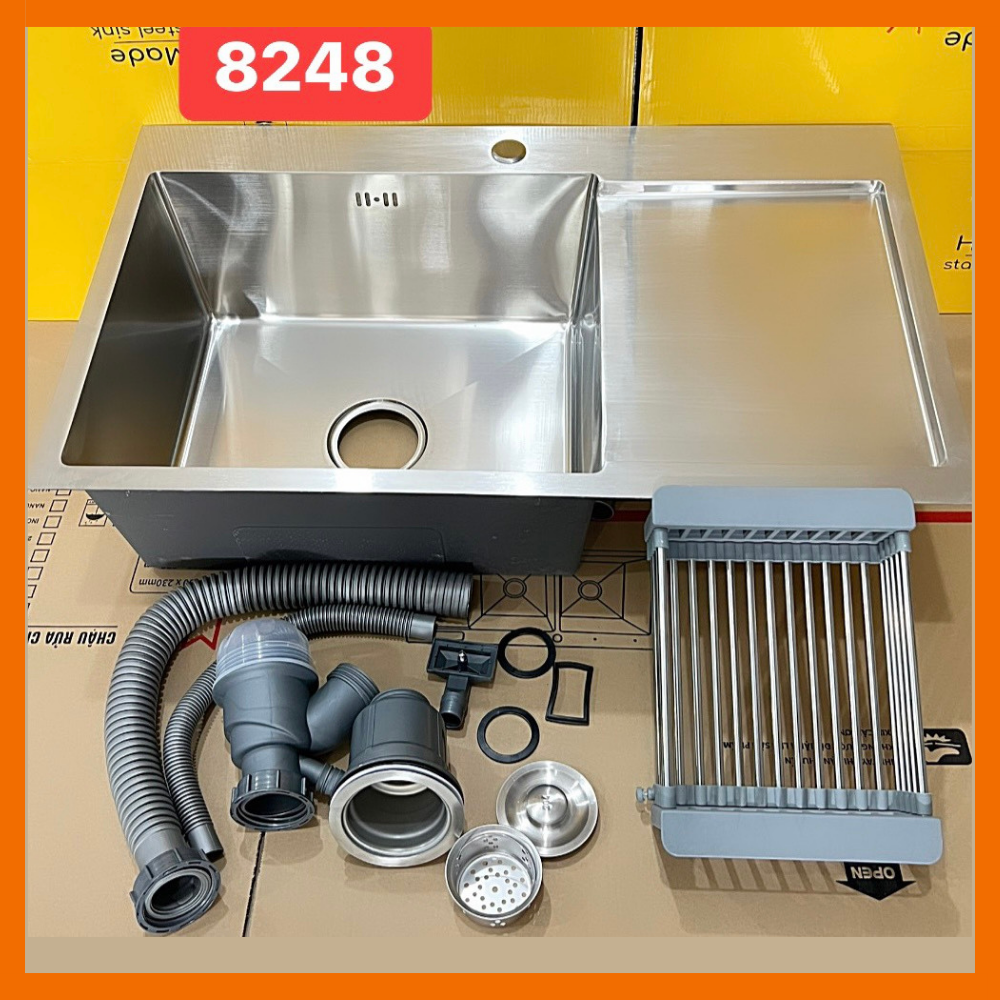 CHẬU RỬA CHÉN 1 HỘC CÓ BÀN CHỜ 82 x 48 cm