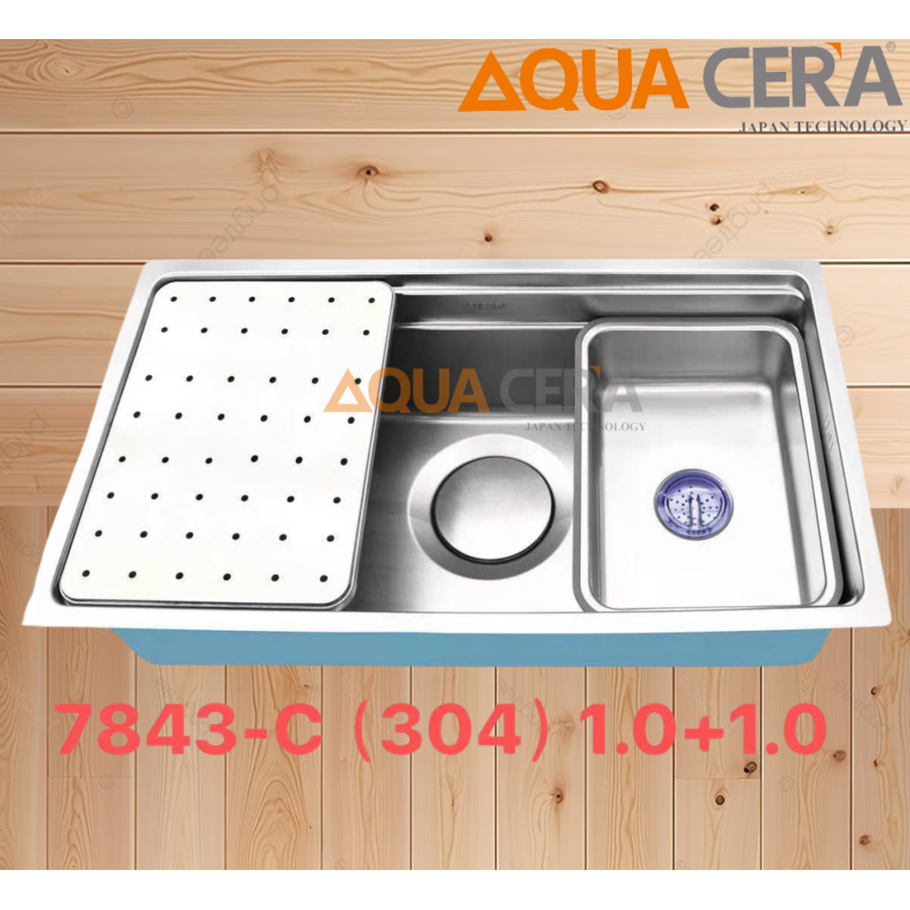 CHẬU RỬA CHÉN 1 HỐC INOX 304 VÒI CHÉN INOX NÓNG LẠNH - 78 x 43 cm