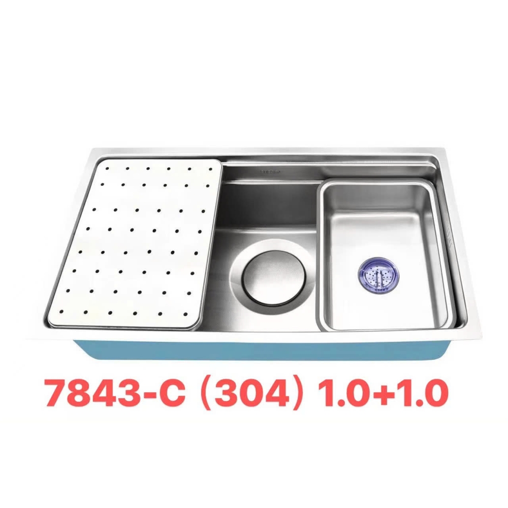 CHẬU RỬA CHÉN 1 HỐC INOX 304 VÒI CHÉN INOX NÓNG LẠNH - 78 x 43 cm