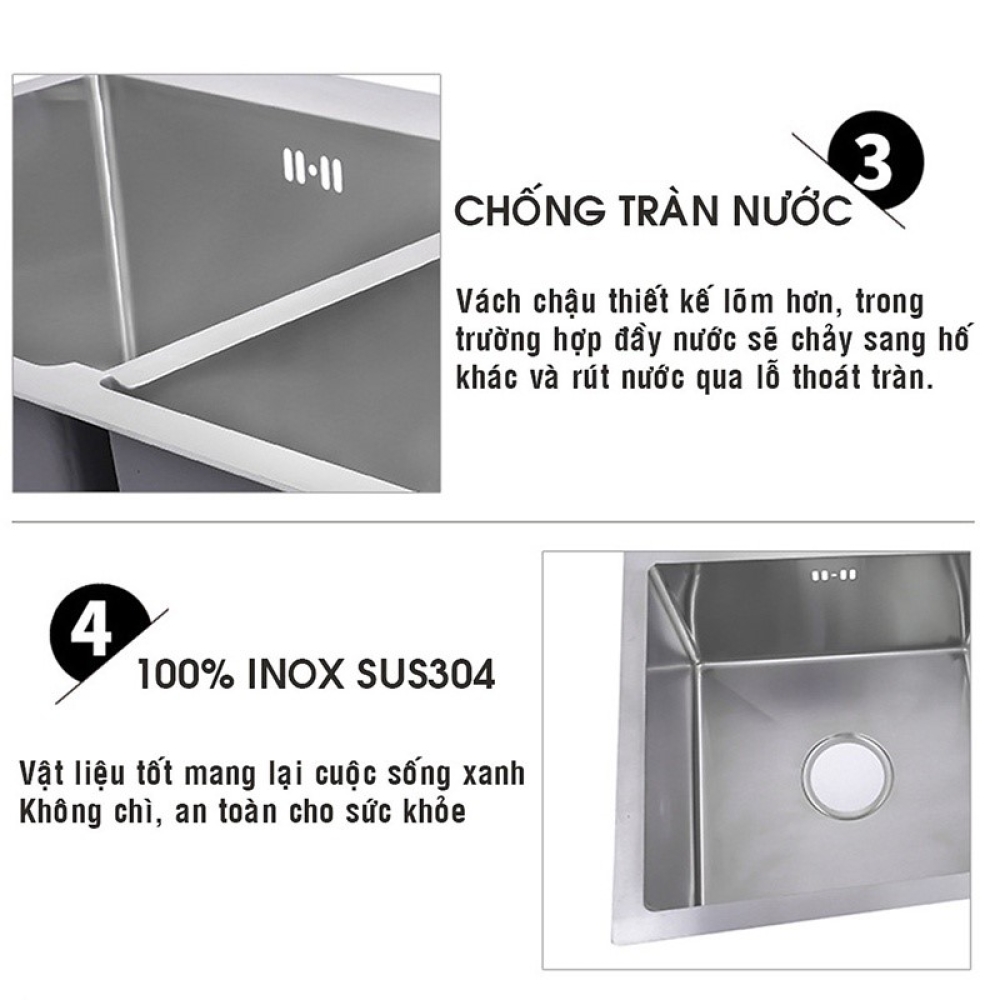 Chậu chén 2 hộc + Vòi Chén Lạnh