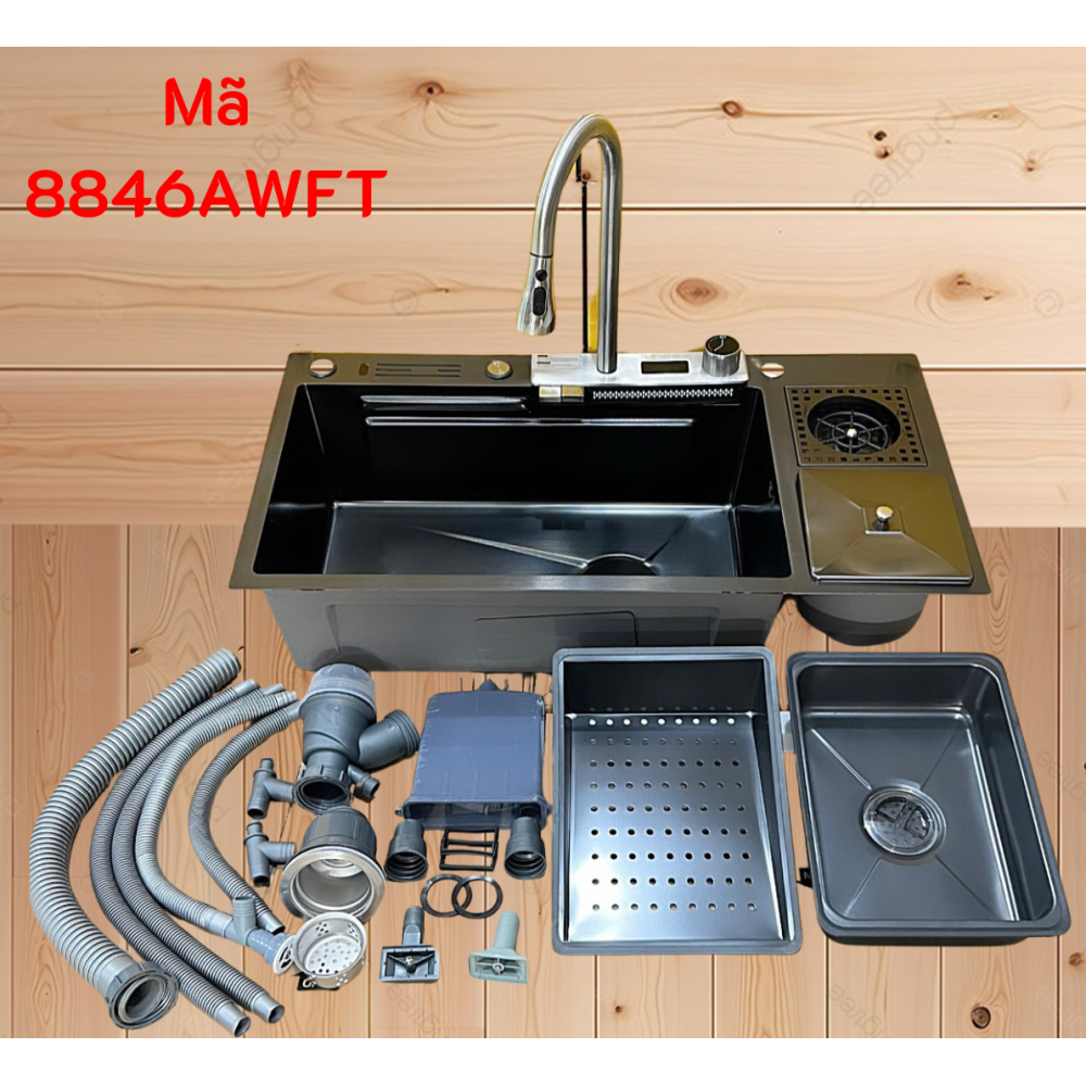 CHẬU RỬA CHÉN 3 CHỨC NĂNG - VÒI RÚT NÓNG LẠNH HIỂN THỊ NHIỆT ĐỘ  - 8846AWFT