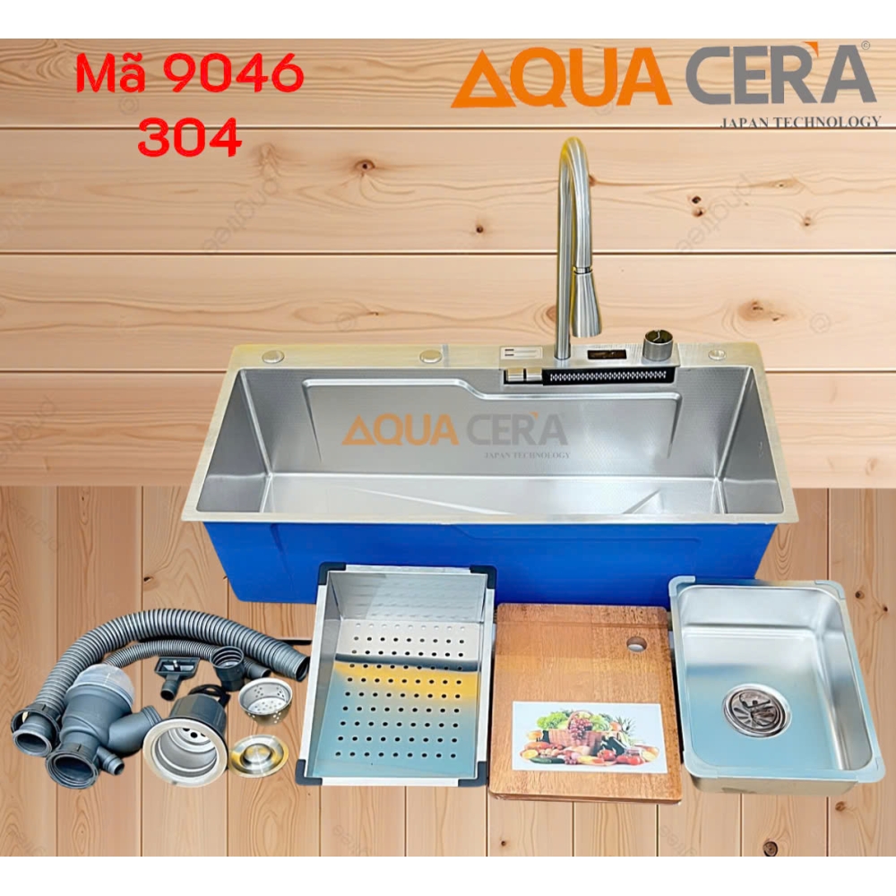 CHẬU RỬA CHÉN INOX 304 HIỂN THỊ NHIỆT ĐỘ 3 PHÍM BẤM CHỨC NĂNG 90 x 46 cm